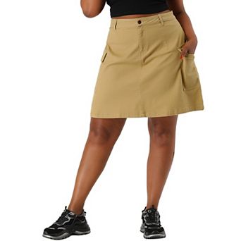 Women's Plus Size Summer A Line Zipper Front Mini Jean Skirt