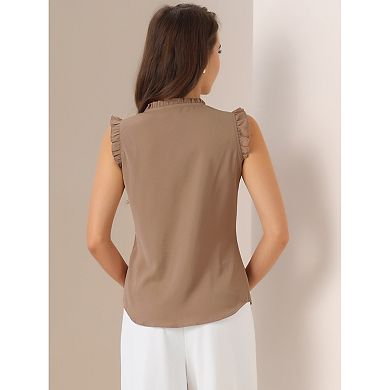 Women's Ruffled Sleeveless Blouses 1950s Vintage Work Business Tops