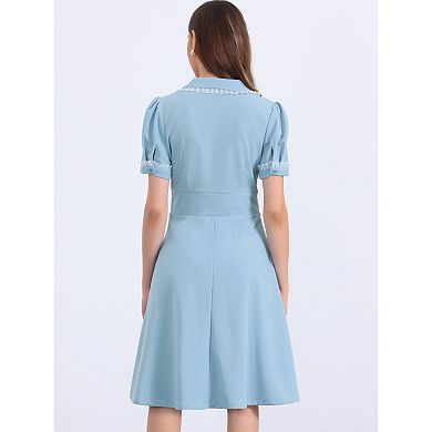 Elegant Dress for Women's Ruffled Peter Pan Collar Dresses