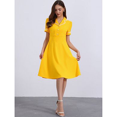 Elegant Dress for Women's Ruffled Peter Pan Collar Dresses
