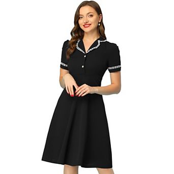 Elegant Dress for Women's Ruffled Peter Pan Collar Dresses