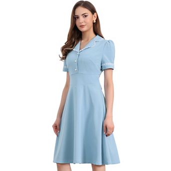 Elegant Dress for Women's Ruffled Peter Pan Collar Dresses