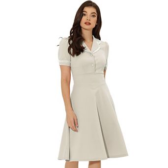 Elegant Dress for Women's Ruffled Peter Pan Collar Dresses