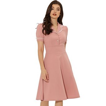 Elegant Dress for Women's Ruffled Peter Pan Collar Dresses
