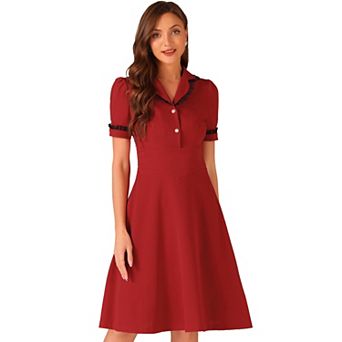 Elegant Dress for Women's Ruffled Peter Pan Collar Dresses