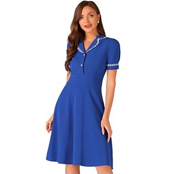 Elegant Dress for Women's Ruffled Peter Pan Collar Dresses