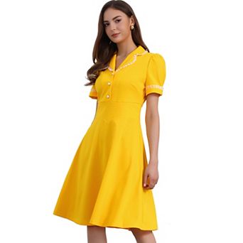 Elegant Dress for Women's Ruffled Peter Pan Collar Dresses