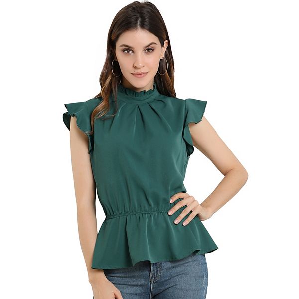 Flutter Ruffle Sleeve Poplin Top in Red