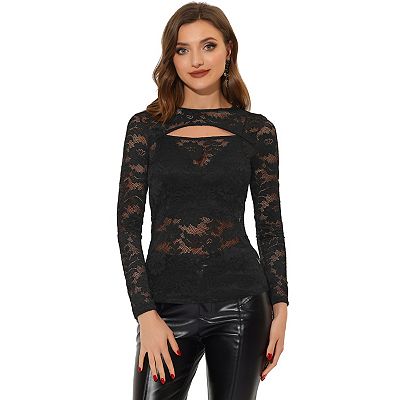 トップス DOT LACE SEE-THROUGH TOP (HIGH NECK) Dot lace see-through top (high neck)