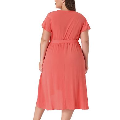 Women's Plus Size Summer Dress Boho V Neck High Low A Line Beach Midi Dress