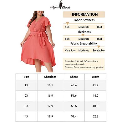 Women's Plus Size Summer Dress Boho V Neck High Low A Line Beach Midi Dress