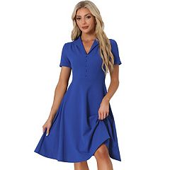 Women's Beige Swing Summer Retro Midi Dress 3573