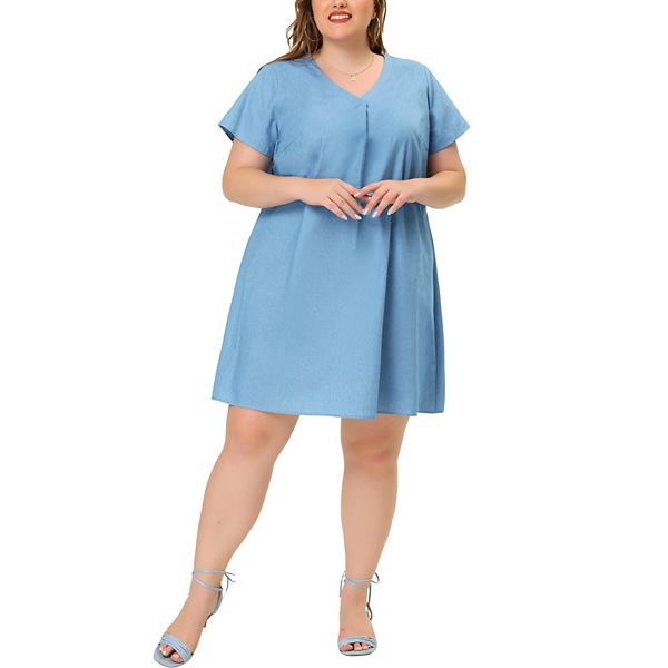 Full Size V-Neck Short Sleeve Midi Dress Plus Size main image 0