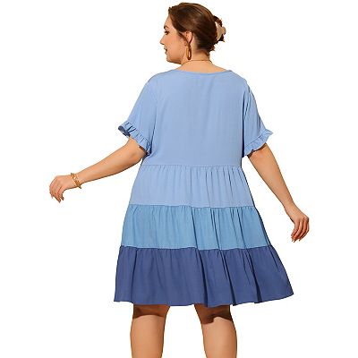 blue dress for baby girl Plus Size Light Blue Balloon Sleeve Maxi Dress