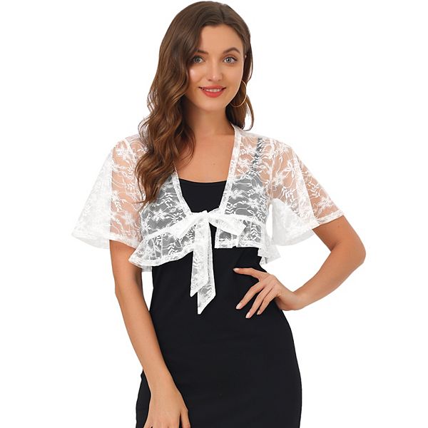 Stylish Short Sleeve Sheer Crop Shrug for Dresses & Tops