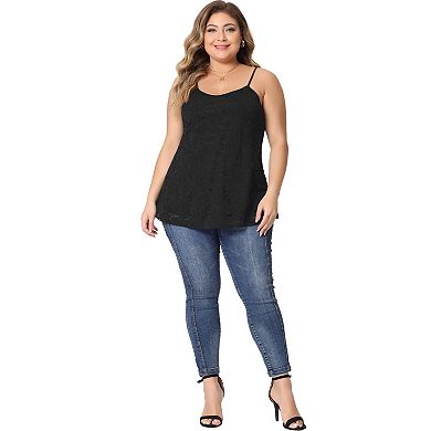 Women's Plus Cami Lace Adjustable Strap Elegant Sleeveless Camisole