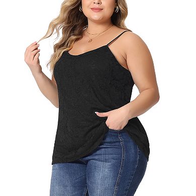 Women's Plus Cami Lace Adjustable Strap Elegant Sleeveless Camisole