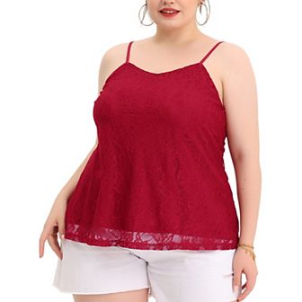 Women's Plus Cami Lace Adjustable Strap Elegant Sleeveless Camisole