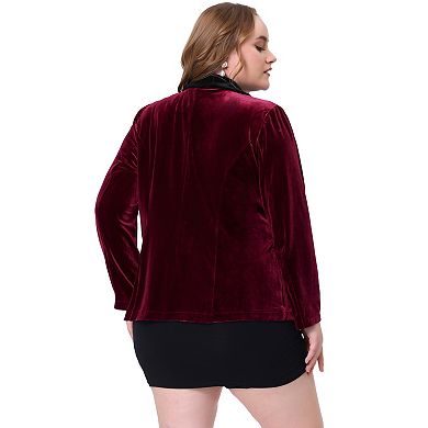 Women's Plus Size Fashion Jacket Formal Work Velvet Workwear Blazer