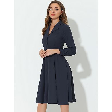 Notch Lapel Belted Midi Dress Vintage Print Short Sleeve Buttoned Casual Summer Dress