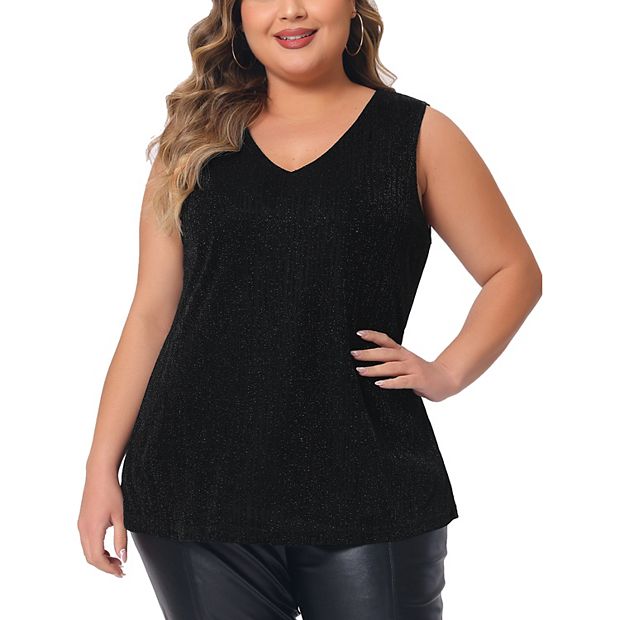 Women's Plus Size Sleeveless Glitter Gradient Sequin Party