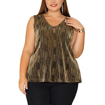 Women's Plus Size Sleeveless Glitter Gradient Sequin Party Tank Top