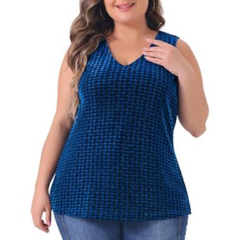 Women's Plus Size Sleeveless Glitter Gradient Sequin Party Tank Top