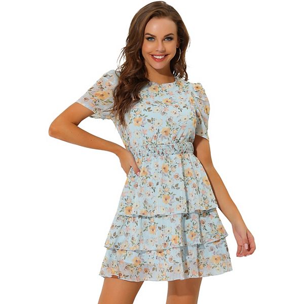 Floral Chiffon Mini Dress – Elegant Off-Shoulder Summer Style main image 0