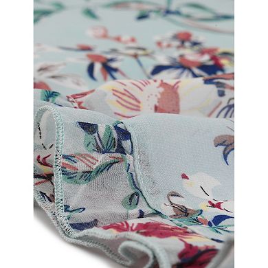 Women's Casual Ruffle 3/4 Sleeve Floral Print Chiffon Blouse
