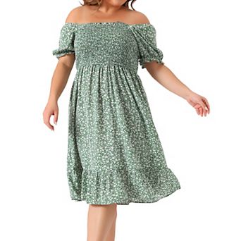 Women's Plus Size Dress Flared Flowy Smock Ruffle Sleeve Floral Dresses