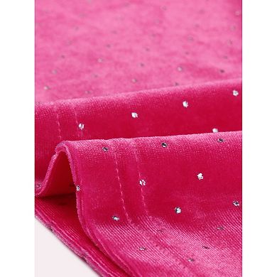 Women's Metallic Shiny Dots Ruffle Neck Long Sleeve Vintage Velvet Blouse Top