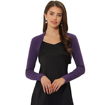 Elegant Shrugs for Women's Long Sleeve Knit Open Front Bolero Shrug