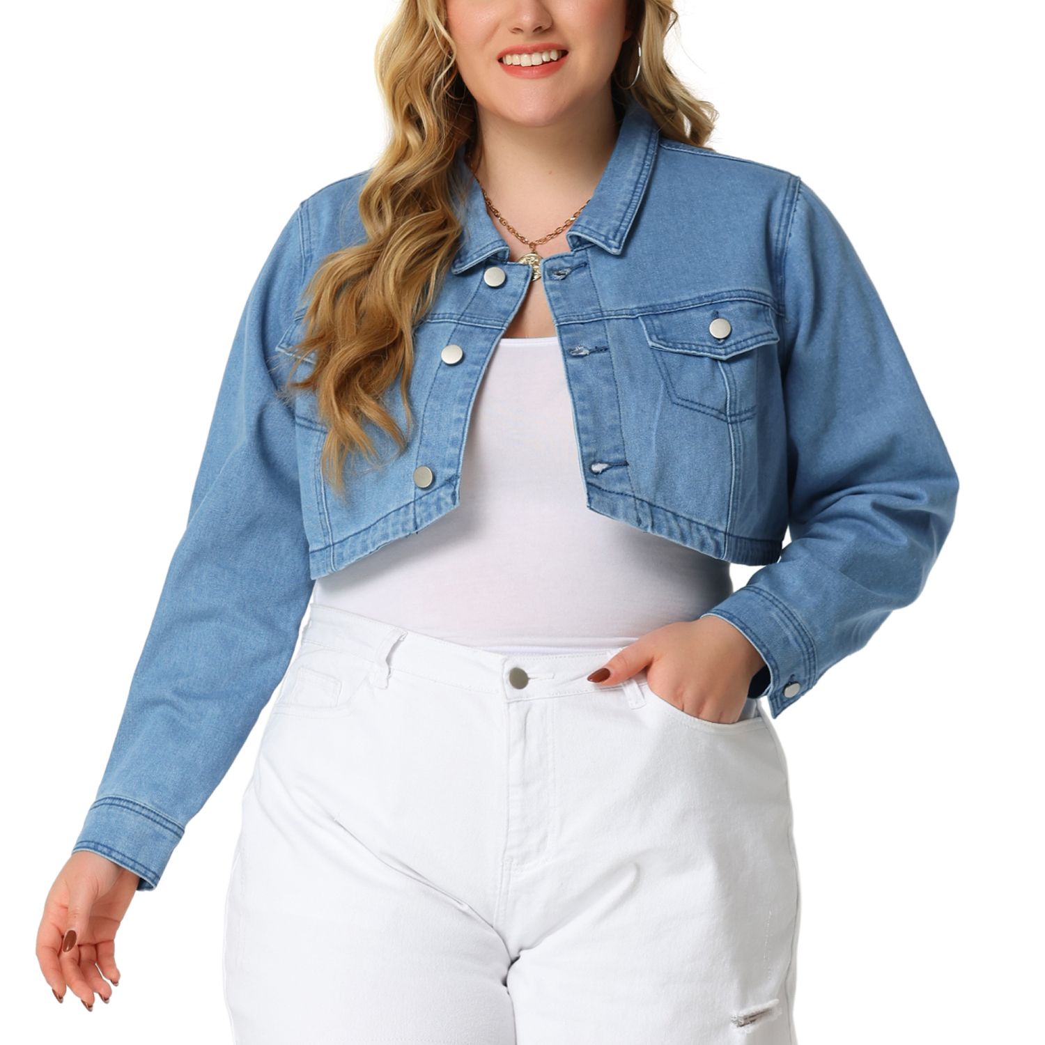 Plus size cropped on sale jacket