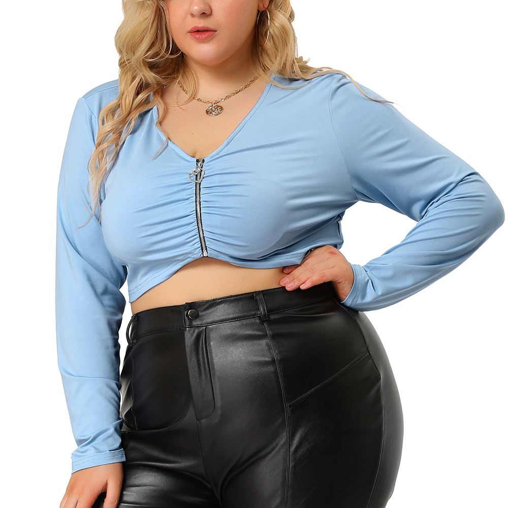 Women's Plus Long Sleeves Club Night Out Crop Tops
