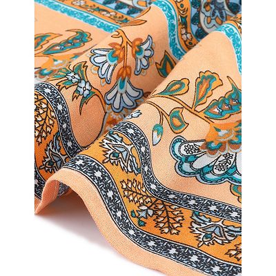 Women's Plus Dress Boho Placed Pattern V Neck Drop Shoulder Drawstring Waist  Dresses