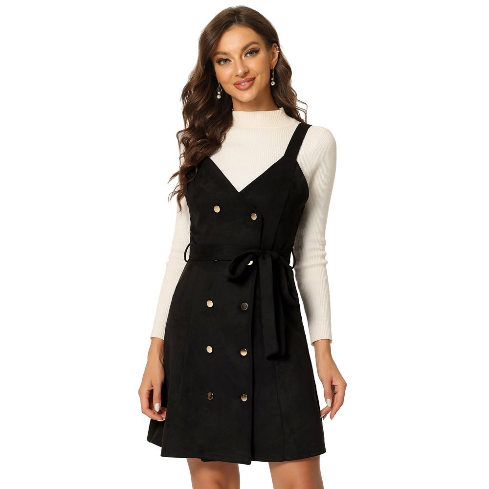 V-neck Button-down Faux Suede Short-sleeved Maxi Dress main image 0