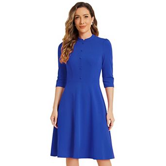 Sheath Dresses for Women's 3/4 Sleeves Stand Collar Elegant Business A-Line Dress