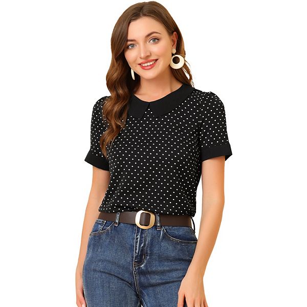 PLUS Atmosphere UK  Pan Collar Black Polka Dot Blouse main image 0