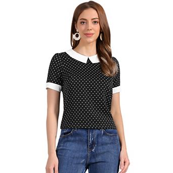 Women's Peter Pan Collar Shirt 1950s Vintage Polka Dots Blouse