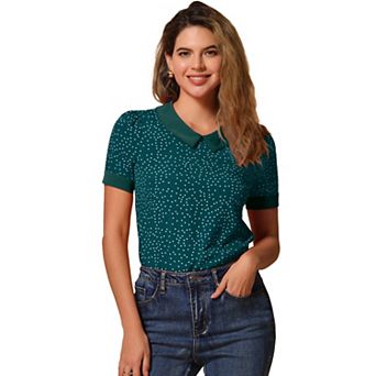 Women's Peter Pan Collar Shirt 1950s Vintage Polka Dots Blouse