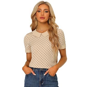 Women's Peter Pan Collar Shirt 1950s Vintage Polka Dots Blouse