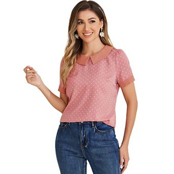 Women's Peter Pan Collar Shirt 1950s Vintage Polka Dots Blouse