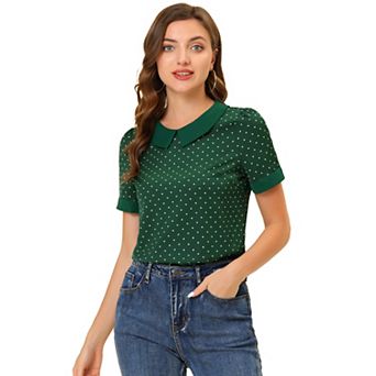 Women's Peter Pan Collar Shirt 1950s Vintage Polka Dots Blouse