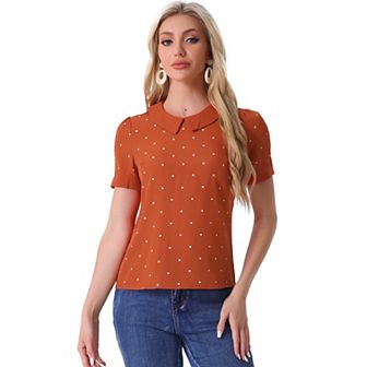 Women's Peter Pan Collar Shirt 1950s Vintage Polka Dots Blouse