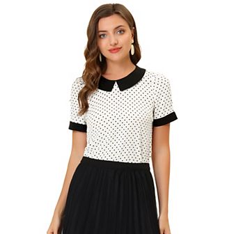 Women's Peter Pan Collar Shirt 1950s Vintage Polka Dots Blouse