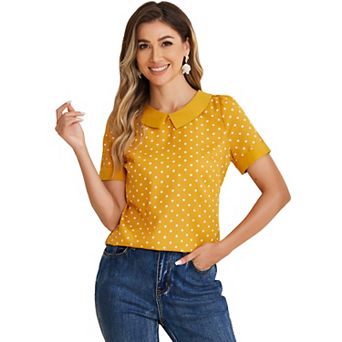 Women's Peter Pan Collar Shirt 1950s Vintage Polka Dots Blouse