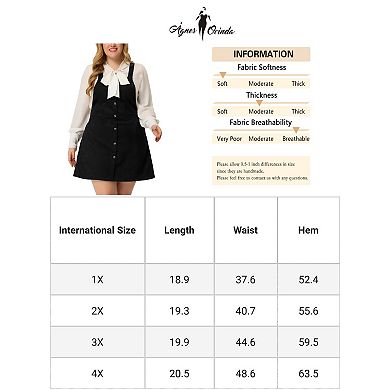 Women's Plus Size Suspender Skirt High Waist A-line Suede Overall Dress