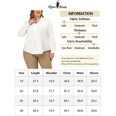 Women's Plus Size Tie V Neck Long Sleeve Chiffon Office Shirt