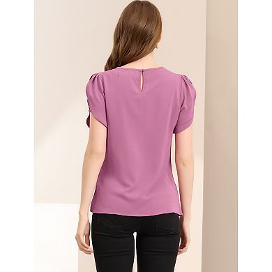 Women's Cutout Round Neck Cap Sleeve Casual Top