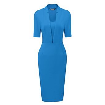 Sheath Dress for Women's V Neck Short Sleeve Work Office Bodycon Midi Dresses